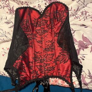Adore Me Black and Red Lace Corset